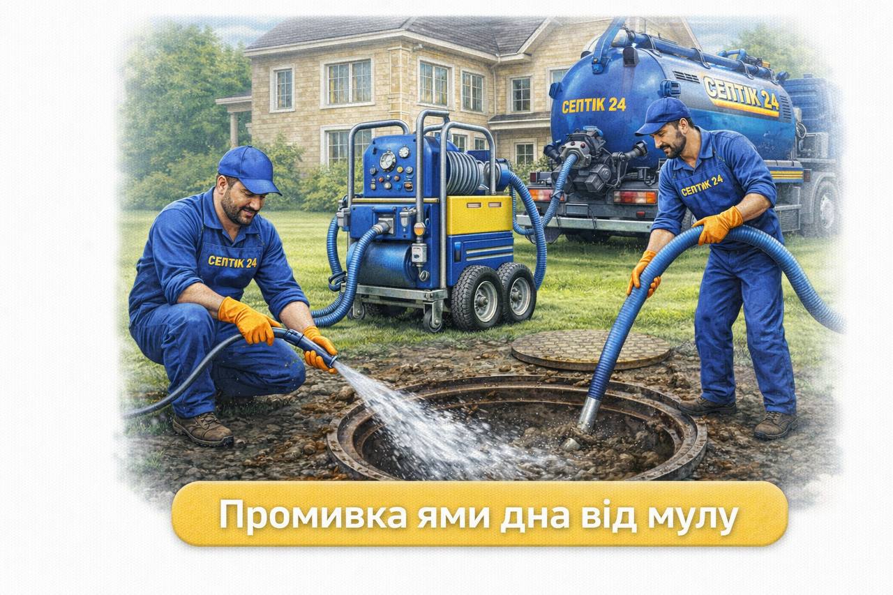 Промивка ями дна вiд мулу